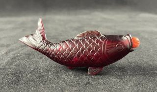 Peking Glass Snuff Bottle Carved In A Form Of A Fish