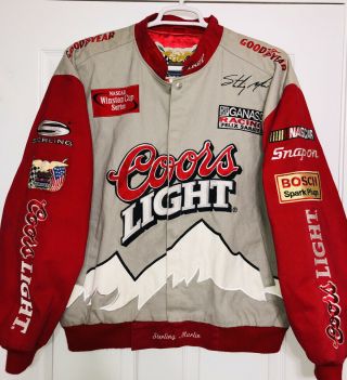 Vintage Xl Coors Light Beer Sterling Marlin Nascar Racing Jacket Jeff Hamilton