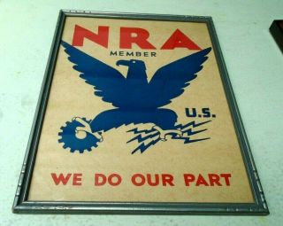Vintage Wwii National Recovery Act Nra Poster Great Depression Wpa Blue Eagle