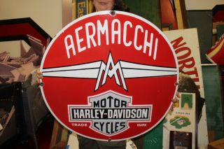 Large Harley Davidson Motorcycles Dealership Gas Oil 30 " Porcelain Metal Sign