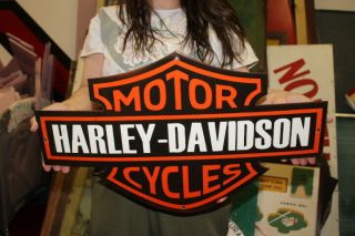 Harley Davidson Motorcycles Dealership Gas Oil 23 " Porcelain Metal Sign
