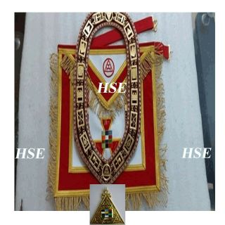 Masonic Regalia Royal Arch Apron With Chain Collar & Jewel Red - Hse