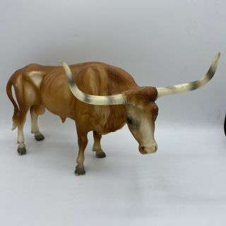 Vintage Breyer Model Traditional Texas Longhorn Bull Shaded Horns Brown