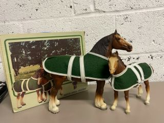 Vintage Breyer Clydesdale Mare And Foal W/ Blankets And Stallion