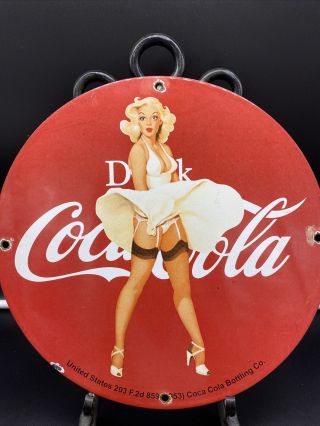 1953 Vintage Style  Coca - Cola  Porcelain Dealer Advertising Sign 12 Inch