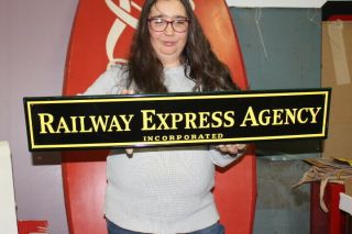Railway Express Agency Railroad Train Gas Oil 32 " Embossed Metal Sign