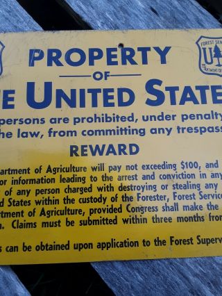 Vintage Forest Service Sign,  Department of Agriculture Sign,  Retired Firest Sign 3
