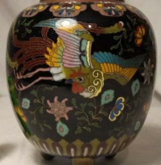 18/19c Stunning Japanese Cloisonne Bronze Censer Vase W Detailed Mythical Beast