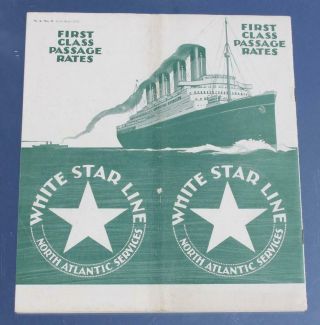White Star Line 1st Cl Passage Rates 1922 Featuring Rms Olympic Majestic Cover