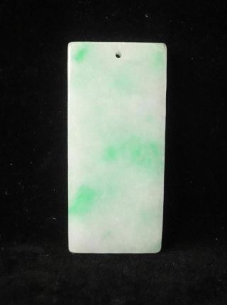 Fine Chinese Natural Green And White Jadeite Emerald Flat Pendant