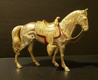 Vintage Metal Horse Figurine With Removable Saddle,  Trophy Craft Style