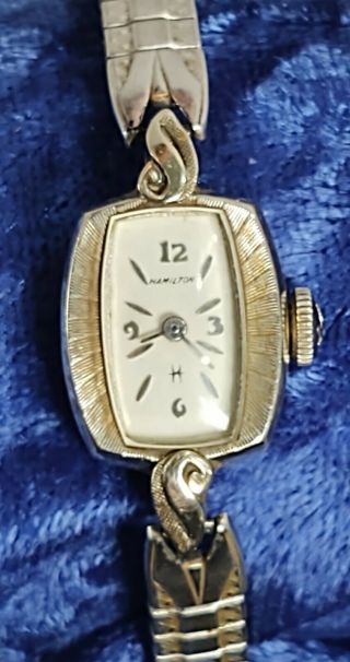 Vintage Ladies 14k White Gold Hamilton Wristwatch - Runs