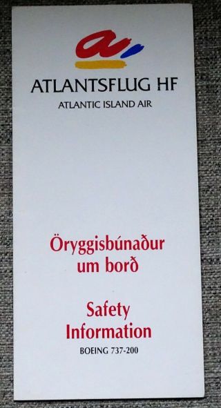 Atlantsflug Hf Atlantic Island Air Boeing 737 200 Airline Safety Card