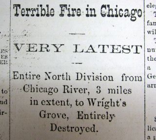 1871 Los Angeles Evening Express California Newspaper Wth The Great Chicago Fire