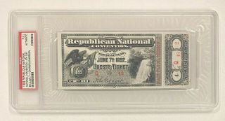 1892 Republican National Convention Full Ticket Benjamin Harrison Psa Authentic