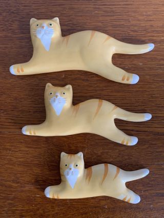 Vvgc Vintage Katz And Co Trio Of Ginger And White Ceramic Cat Wall Plaques
