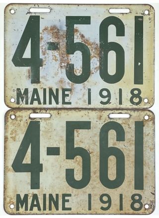 1918 Maine License Plate Pair 4 - 561 All 4 Digit Plates