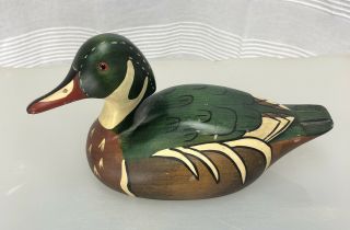 Vintage Wood Carved Drake Wood Duck H Heap Prop The Decoy Shop Bowdoinham Me