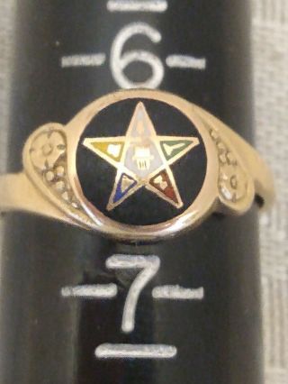 Vintage 10k Gold Oes Order Of The Eastern Star Masonic Ring Size 6.  5