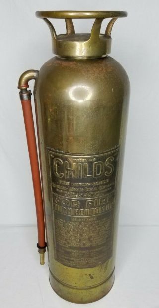 Empty Vintage Brass & Copper Fire Extinguisher " Childs Ds " American Lafrance