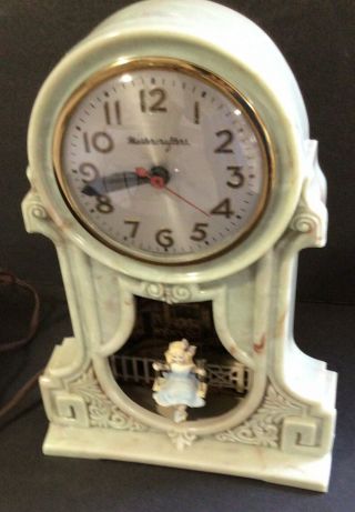 Vintage Mastercrafters Electric Clock With Girl On Swing - Lights Up
