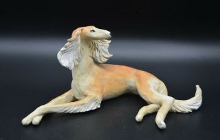 Saluki Dog Figurine Feathered Ears And Tail Matte Glaze