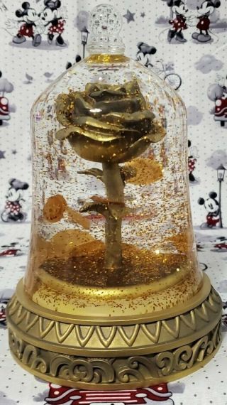 Disney Beauty And The Beast Enchanted Rose Gold Snowglobe Le 1000 Visa Exclusive