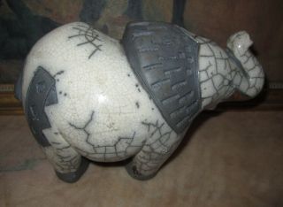 Hand Crafted Raku Elephant Studio Art Pottery South Africa Gerhard De Beer