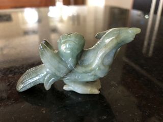 Chinese Jade Phoenix Carving With Lotus Flower