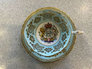 Paragon Tea Cup Saucer Queen Elizabeth Ii Coronation 1953 Commemorative Er Vtg