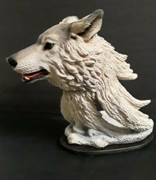 1992 Ventisca Wolf Statue By Creart Hand Painted In Mexico