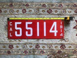 Vintage 1914 Porcelain California License Plate 55114 Ing Rich Manufacturing Co 2