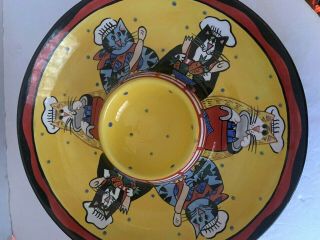 Catzilla Candace Reiter Cats Ready To Eat 2002 Chip Dip Platter Discontinued
