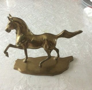 Vintage Solid Brass Horse On Base Statue Figure 8 Inches