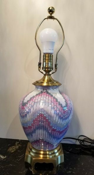 Vintage Wildwood Asian Style Translucent Ceramic 3 Way Table Lamp Heavy 20.  5 "