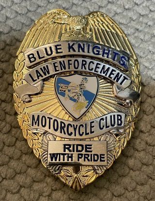 Blue Knights Motorcycle Club Ride With Pride Official Mc Giant Pin 3 1/2” Sweet