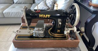 Pfaff 31 1927 Vintage Sewing Machine Produced In Germany With Hard Case