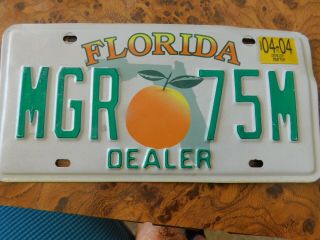 Collectible Premium Florida Dealer License Plate W/orange Design