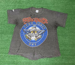 Vintage 1987 Aerosmith Aero Force One Tour T Shirt Size L