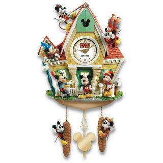 Disney Mickey Mouse Through The Years Cuckoo Clock With Lights Music And Motion