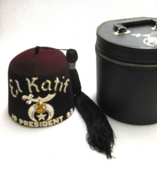 Old Masonic El Katif Shriner Fez Ceremonial Hat From 19th President - Spokane Wa