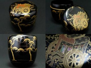 Japan Lacquer Wooden Ancient Classy Passenger Car Design In Makie Natsume (621)