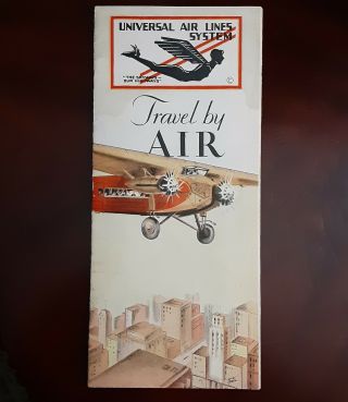 1929 Universal Air Lines System Timetable American Airlines Braniff