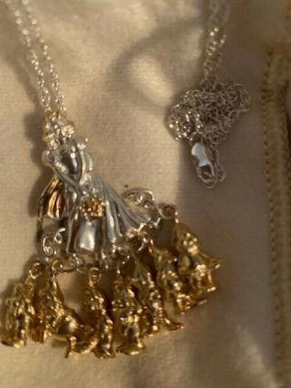 Collectible Lenox Disney Snow White & 7 Dwarfs Sterling Silver Necklace,  W/box