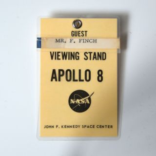 1968 Apollo 8 Nasa Viewing Stand Access Pass Kennedy Space Center