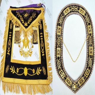 Masonic Regalia Grand Master Apron With Chain Collar Purple - Hse