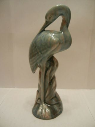 Vintage Blue Heron Figurine Porcelain Mid Century Art Deco