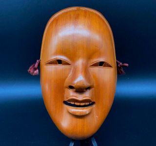 Japanese Vintage Wooden Theater Noh Mask / Antique Handmade Koomote A1