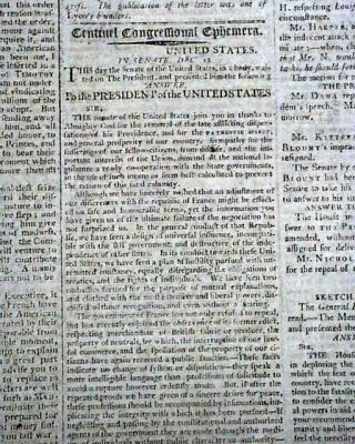 John Adams Signature - George Washington - Warships West Indies 1798 Newspaper