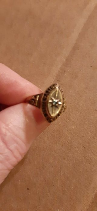 Vintage 1972 East Texas University Blue Sapphire 10k Gold Josten Ring